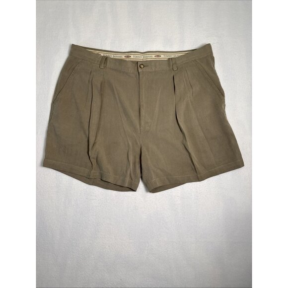 Tommy Bahama Shorts Mens 40 Tan Relax 100% Silk Beach Golf Pleated Casual - Picture 1 of 7